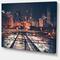 Designart - Dark Chicago Skyline and Railroad - Cityscape Canvas Print